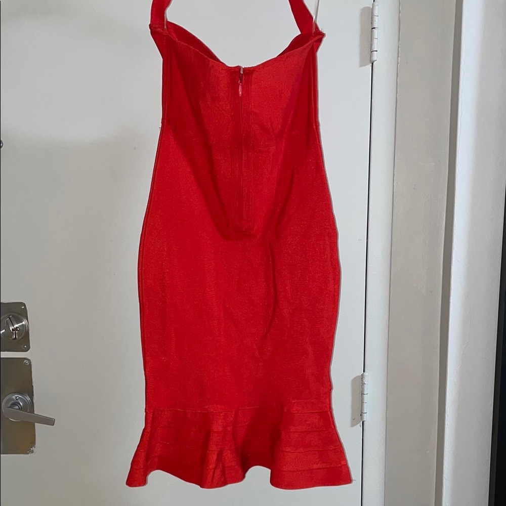 Red Ruffled Sweetheart Halter Sundress - Picture 3 of 4